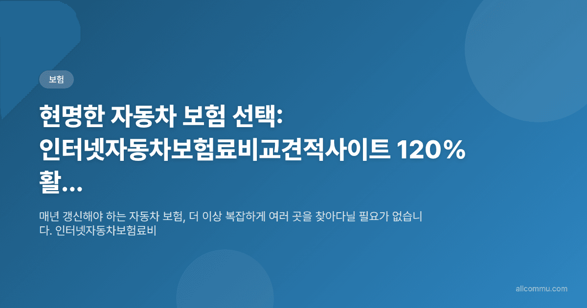 현명한 자동차 보험 선택: 인터넷자동차보험료비교견적사이트 120% 활용 가이드