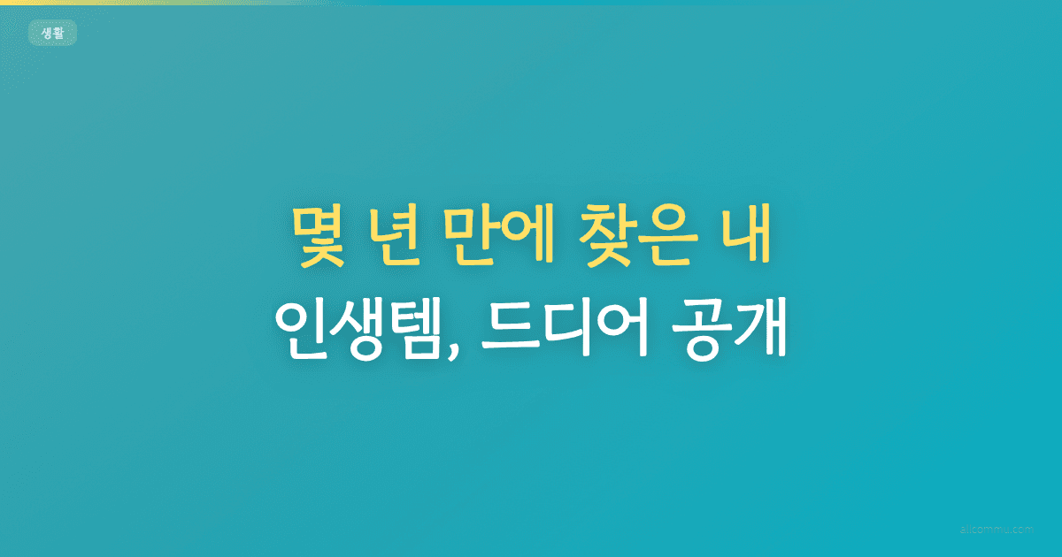 몇 년 만에 찾은 내 인생템, 드디어 공개