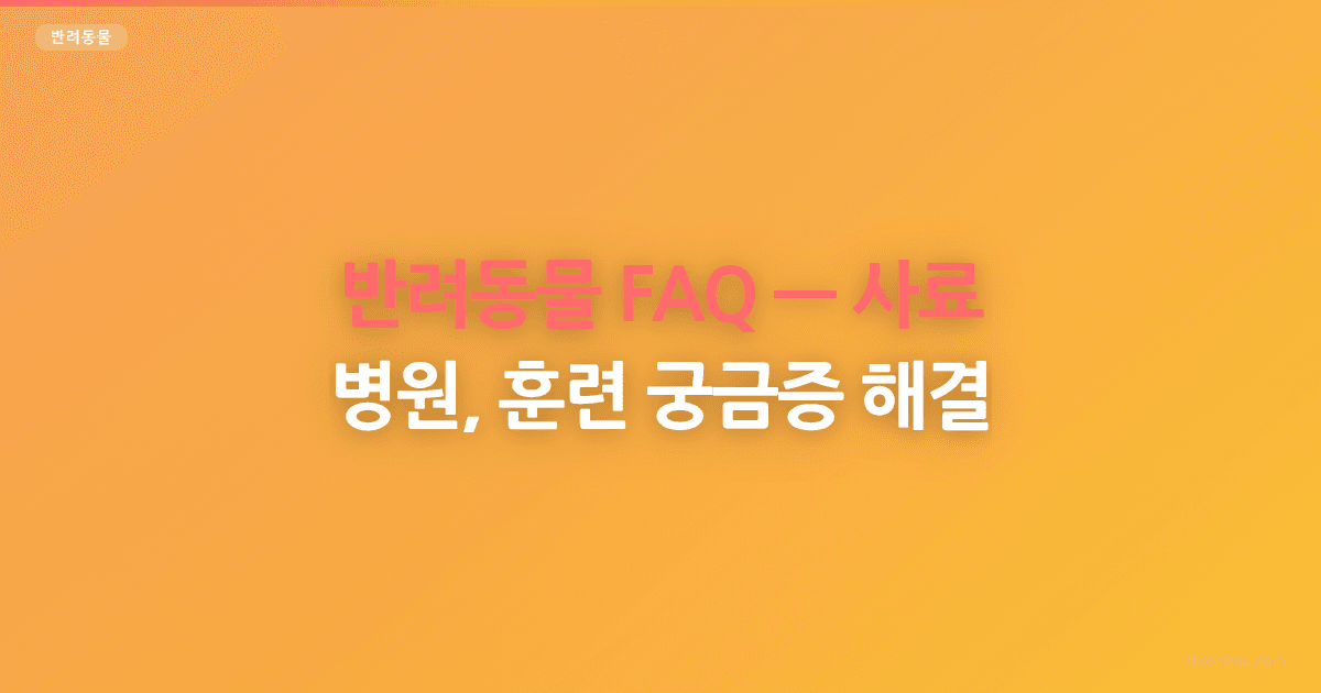 반려동물 FAQ, 사료, 병원, 훈련 궁금증 해결