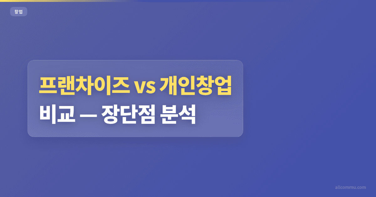 프랜차이즈 vs 개인창업 비교, 장단점 분석